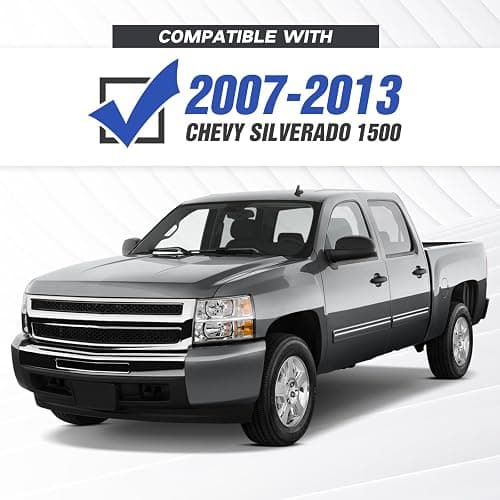 YZONA for Silverado 1500 Pickup Truck Front Bumper Compatible with 2007-2013 Chevy Chevrolet Silverado 1500 with 5 x LED Lights, Winch Plate, License Plate Frame, Sensor Holes & D-rings, Black thumbnail 2