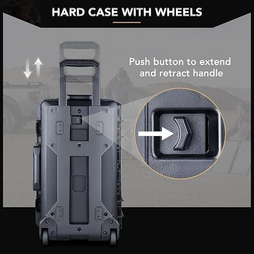Lykus HC-5120 Waterproof Hard Case with Wheels and Customizable Foam, Interior Size 20.3x11.3x7.3 inch, Suitable for camera, lens, drone, mic, flashlight, projector, electronics, tools, and more thumbnail 6