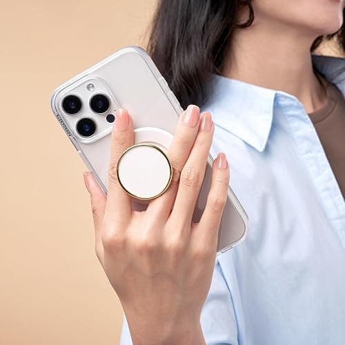 PopSockets Phone Grip for MagSafe with Kickstand, Magnetic Stand, Swappable Top, Secure Hold for iPhone MagSafe Cases, Phone & Tablet Grip, Cute PopSockets - Enamel Coconut Crème thumbnail 3