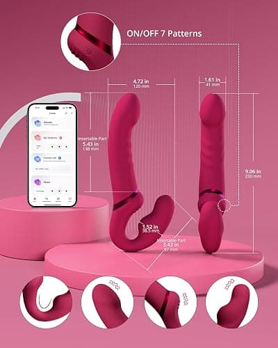 LOVENSE Lapis Strapless Strap on Dildos Double-Ended G Spot Vibrator with Flexible Bulb Vibrating Butt Plug Adult Toy & Game Remote Control Clitoral Stimulator Sex Toys for Women Lesbian Couple thumbnail 6