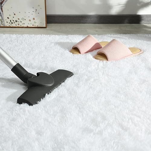 Andecor Soft Fluffy Bedroom Rugs, 4 x 6 Feet Indoor Shaggy Plush Area Rug for Boys Girls Kids Baby College Dorm Living Room Home Decor Floor Carpet, White thumbnail 5