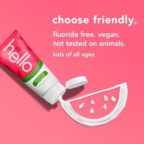 hello Kids Fluoride Free Toothpaste, Fresh Watermelon, 4.2 oz | For Kids of All Ages, Removes Plaque, Polishes and Brightens, Tastes Awesome, Vegan, Gluten Free, SLS Free thumbnail 5