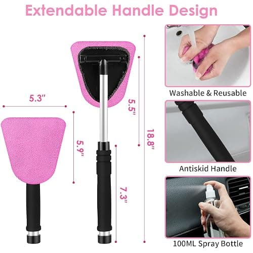 Viewsun 17pcs Car Cleaning Kit, Pink Car Interior Detailing Kit with High Power Handheld Vacuum, Detailing Brush Set, Windshield Cleaner, Cleaning Gel, Complete Auto Accessories for Women Gift thumbnail 4