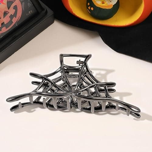 3PCS Black Spider Web Skeleton Hand Skull Hair Claw Clips for Women And Girls, Hiphop Metal Large Medium Size for Thick Thin Hair, Headband Barrette for styling Hair Accessories Party Gift (Black Gun) thumbnail 6