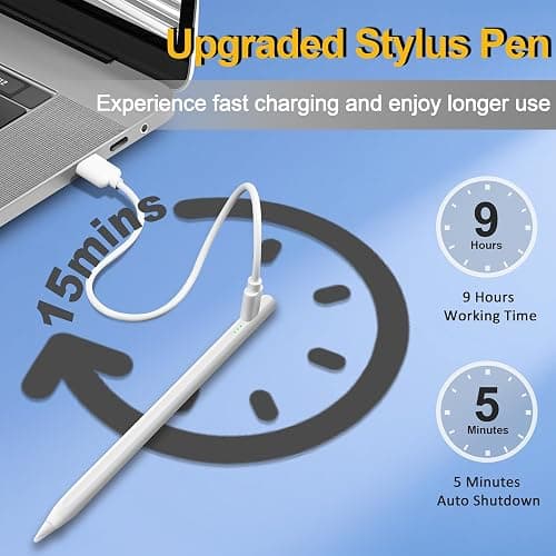 Stylus Pen for iPad 2025-2018, 15 Mins Fast Charge Pencil for iPad A16 11th/10th/9-6th Generation, Air M3 M2 11"/13"/5/4/3, Pro M4 11"/12.9"/13", Mini A17 Pro/6/5th, Tilt Sensitivity & Palm Rejection thumbnail 3