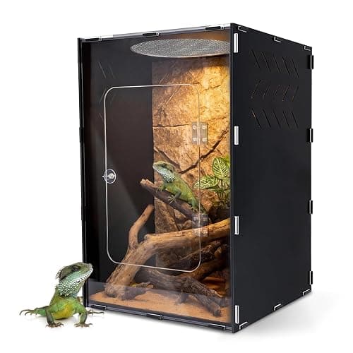 25 Gallon Reptile Tank Enclosure,16x16x24 Reptile Terrarium Acrylic Front Opening with Metal Translucent Mesh Top for Crested Gecko Lizards, Snakes, Chameleon - Image 1