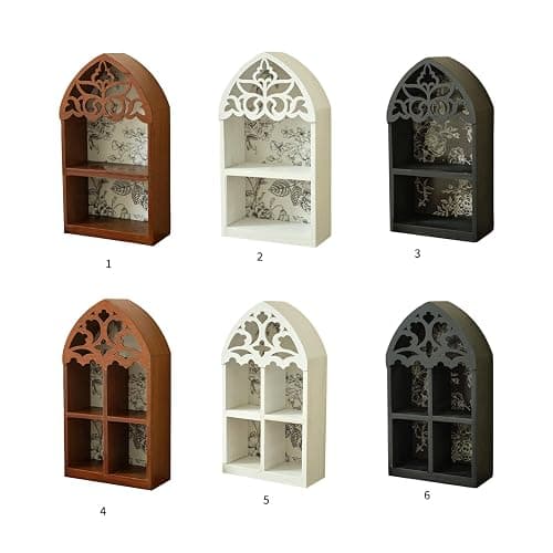 NTCLHFXU Wooden Wall Shelf, Victorian Vintage Craft, Multi Layer Structure Design, Elegant Art Ornament for Home Living Room Bedroom thumbnail 6