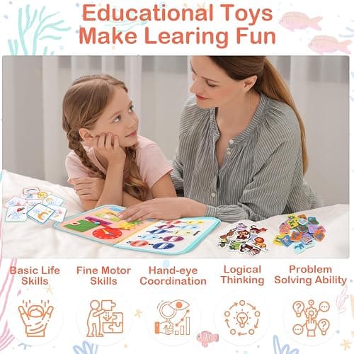 Teefrye Toddler Busy Board Montessori Toys for Toddlers 1-3 Year Old Educational Activity Book Board Sensory Travel Toys Ages 2-4 Preschool Learning Fine Motor Skills Toy Quiet Book Gift for Kids thumbnail 6