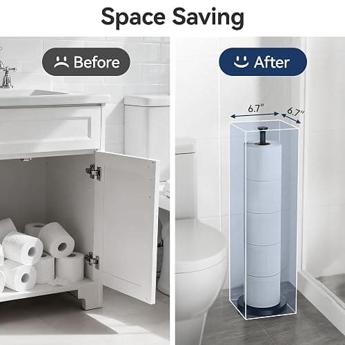 Toilet Paper Holder Stand(with Reserve Function), Free-Standing Spare Rolls Storage Holder, Stainless Steel, Modern Design thumbnail 3