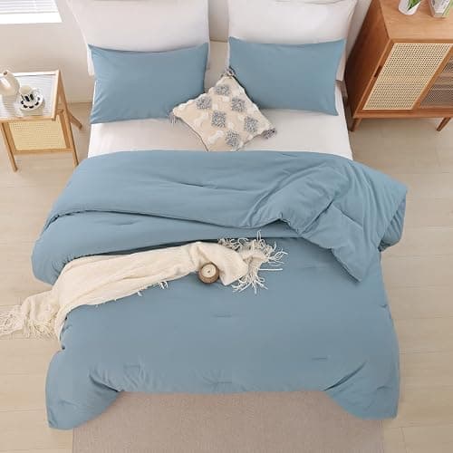 ROSGONIA Comforter Full Size for Boys Teen Girls Dusty Blue, 3pcs (1 Boho Comforter & 2 Pillowcases), Lightweight Dorm Bedding Soft All Season Bed Set thumbnail 7