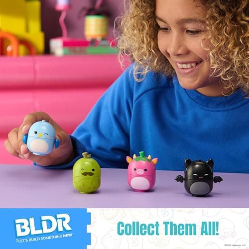 BLDR Squishmallows Buildable Figure - Emily The Bat, Bebe The Bluebird, Cleary The Strawberry Cow, Charles The Pickle- Squishmallows Fans 6+, 0225 thumbnail 2