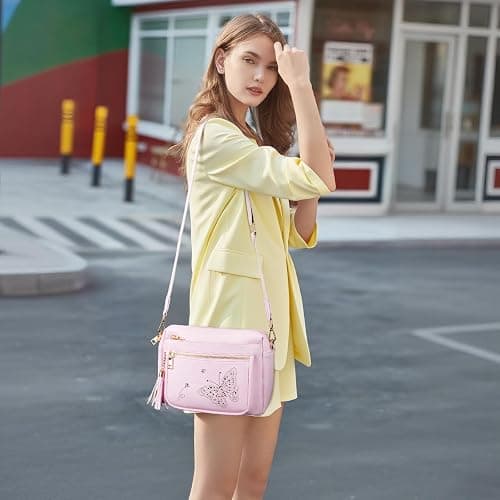 KITEVIUN Crossbody Bag for Women Trendy Leather Crossbody Purse Butterfly Design Shoulder Handbags with Adjustable Strap thumbnail 2