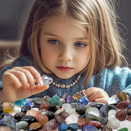 60Kinds+ Gemstones and Crystals Set,Bulk Tumbled Chips Crystals for Jewelry Making,Crushed Stones Rocks and Minerals Science Kit (0.55lb(60-65types)) thumbnail 3