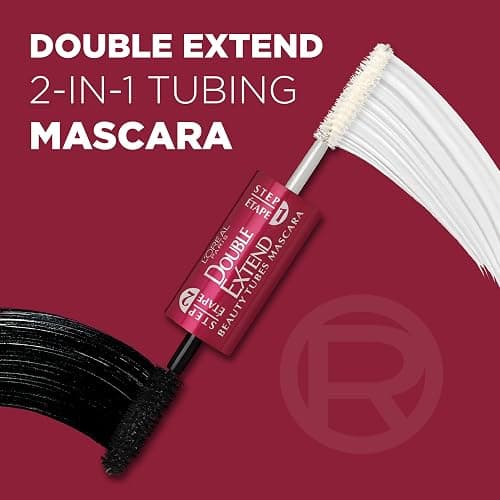 L'Oreal Paris Makeup Double Extend Tubing Mascara, Lengthening 2 Step Mascara, Smudgeproof, Black thumbnail 2