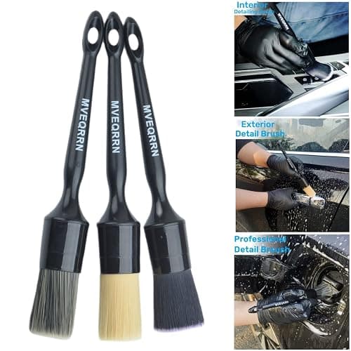 MVEQRRN 3pcs Car Detailing Brush Set-1pcs Boars Hair Car Detailing Brushes,1pcs Ultra Soft No Scratch Detailing Brush for Air Vent,Leather Seat 1pcs Detail Brushes car Detailing for Interior Exterior thumbnail 4