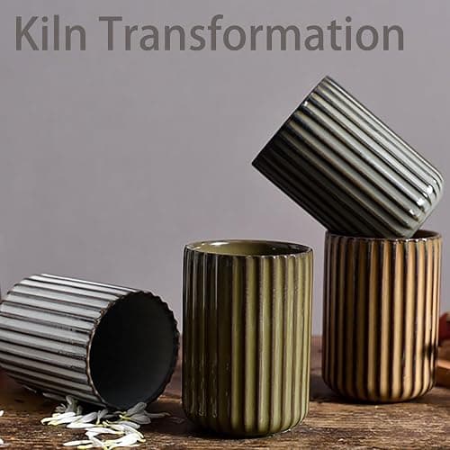 Ceramic Toothbrush Holder for Bathroom, Ceramic Toothbrush Cup, Toothpaste Organizer for Bathroom Countertop, Bathroom Storage Organizer, Kiln Transformation Cup (Brown) thumbnail 6