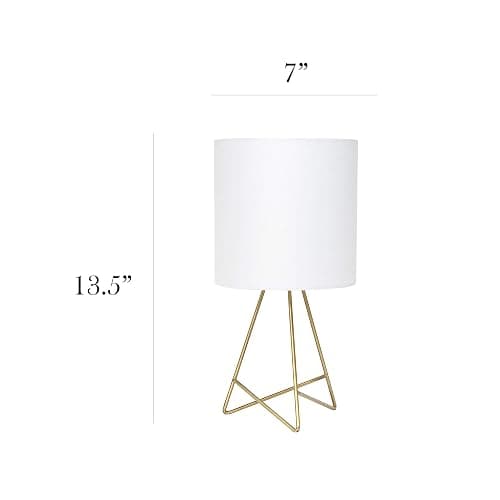 Simple Designs LT2066-GDW 13.5" Down to The Wire Metal Table Lamp with Fabric Shade, Gold with White Shade thumbnail 3