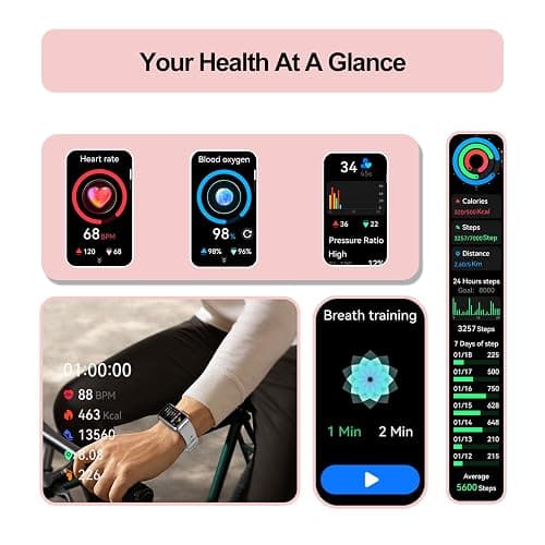ALRETOME Fitness Tracker (Answer/Make Calls), Smart Watch for Women, with 1.47″ AMOLED Always-On Display, 24/7 Heart Rate, Sleep Tracking, 110+ Sport Modes, Waterproof, Compatible for Android Phone thumbnail 5