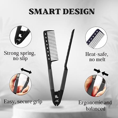 HerStyler Hair Comb For Straightening - Protects Hands - No More Knots - Styles Like A Pro - Versatile Hair Styling Comb - Travel Friendly (Black, Plastic, Dry Hair, 1 Count Pack of 1) thumbnail 3