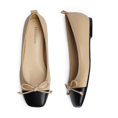 Modatope Ballet Flats with Bow Ballerina Closed Square Toe Slip on Bowknot Flats Shoes for Women Dressy thumbnail 4