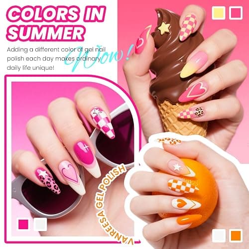 VANREESA 48 Pcs Gel Nail Polish Set 42 Colors Spring Summer Fall Winter Gel Polish with 2 Pcs Base Coat & 4 Effects Top Coat Nail Kit Gifts for Women Girls Nail Art Salon at Home thumbnail 4
