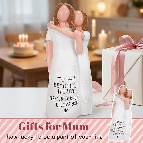QBEJIME Gifts For Mum, Hand-Painted Mother Daughter Figurine, Mothers Day Mum Gifts, Mum's Birthday Gift From Daughter, Presents For Mummy On Christmas, Valentine's Day, Mother's Day thumbnail 4