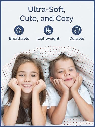 Kids Full Size Hearts Bed Sheets - 4 Piece Heart Shaped Sheet Set - Ultra-Soft, Cute & Cozy - Comfy, Breathable & Machine Washable - Easy-Care & Wrinkle Free Bed Set for Boys, Girls, Teens & Toddlers thumbnail 3