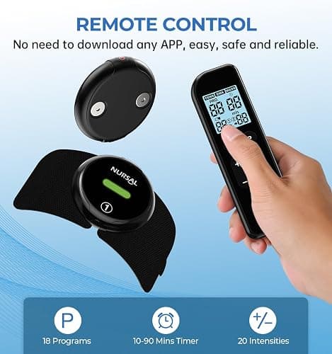 NURSAL Wireless TENS Unit Muscle Stimulator, Dual Host TENS EMS Machine for Pain Relief, 18 Modes 20 Intensity Remote Control Pulse Physical Electrotherapy for Back Shoulder Pain (2 Pads) thumbnail 8
