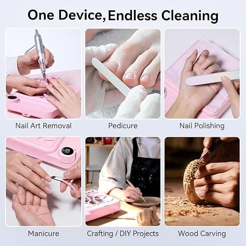 Makartt Compact Rechargeable Nail Dust Collector - 5500RPM Mini Nail Vacuum, Adjustable Speed, Quiet, for Salon & DIY, Includes 10 Filters & Dust Brush, White thumbnail 9