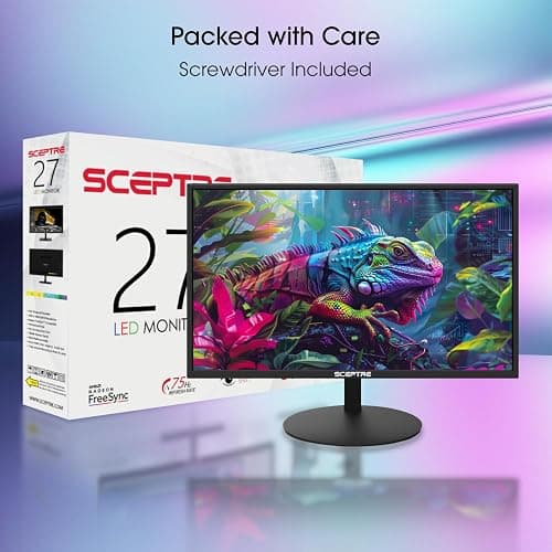 Sceptre E275W-19203R 27 inch1080P LED Monitor 99% sRGB 2X HDMI VGA Build-In Speakers, Machine Black (E275W-19203R series) thumbnail 3