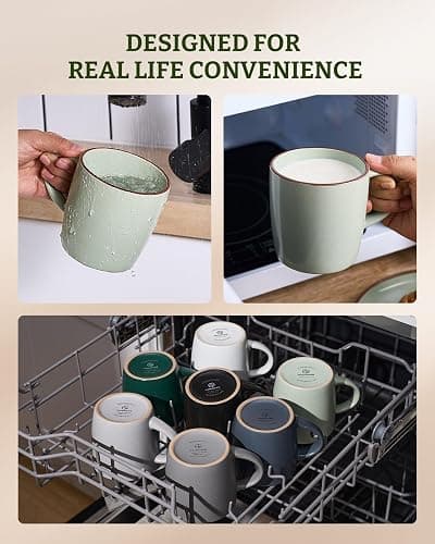 famiware Mercury Coffee Mugs 13 oz, Coffee Mugs Set of 4 with Handle, Cups for Latte, Hot Tea, Cappuccino, Mocha, Cocoa, Light Green thumbnail 6