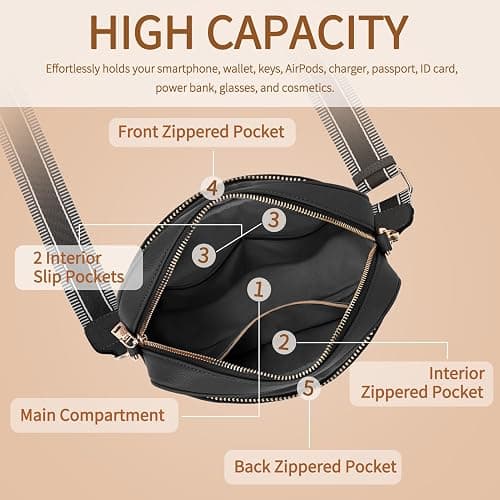 FYY Small Crossbody Bags for Women Quilted Vegan Leather Crossbody Purses for Women Travel with Adjustable Shoulder Strap thumbnail 5