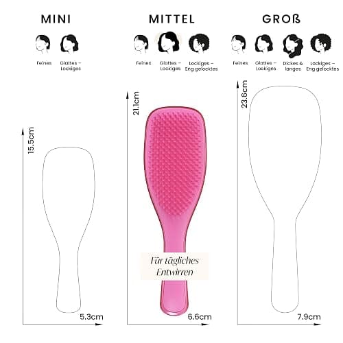 Tangle Teezer Ultimate Detangler Haarbürste – Nasses & Trockenes Haar – Entwirrungsbürste für Alle Haartypen – Zweistufige Borsten Reduzieren Haarbruch & Knoten – Afterparty Rosa mit Chrom-Finish thumbnail 7