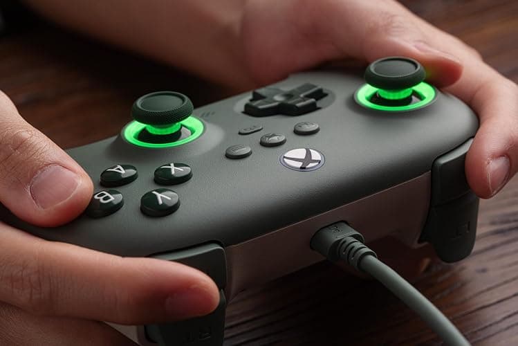 8Bitdo Ultimate C Wired Controller for Xbox with Hall Effect Joysticks and Triggers, RGB Lighting Fire Ring, Compatible with Xbox Series X|S, Xbox One, Windows 10/11- Officially Licensed (Dark Green) thumbnail 7