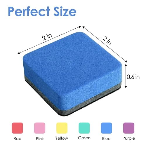 MaxGear 24 Pack Dry Erase Erasers, Magnetic Whiteboard Dry Erasers for Classroom, Mini Whiteboard Cleaning Pads, Chalkboard Wiper Teacher Supplies for School, Office, Home, 6 Color, 2 x 2 Inch thumbnail 3