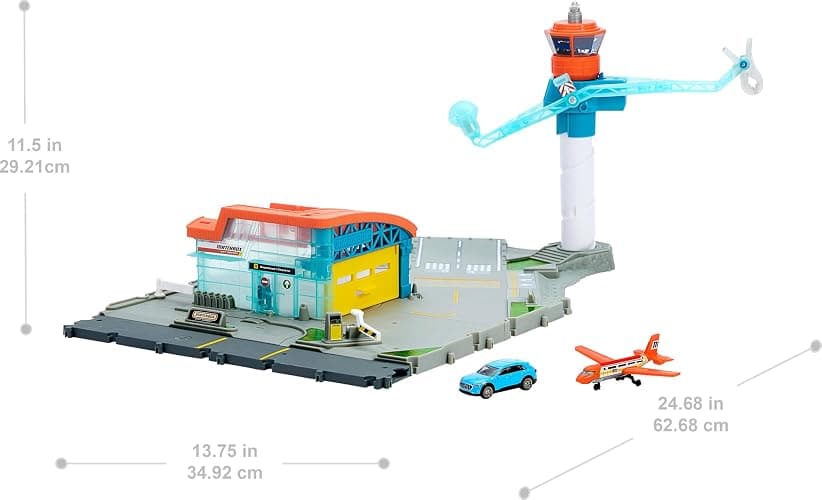 Matchbox Toy Car Playset, Takeoff Adventure Airport Set with Die-Cast Audi in 1:64 Scale, Plastic Plane, Take-Off & Landing Feature & Storage thumbnail 3