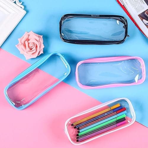 HiChange Clear Pencil Case Transparent PVC Pencil Cases Clear Pencil Bag for Exam (Pink-1Pack) thumbnail 2
