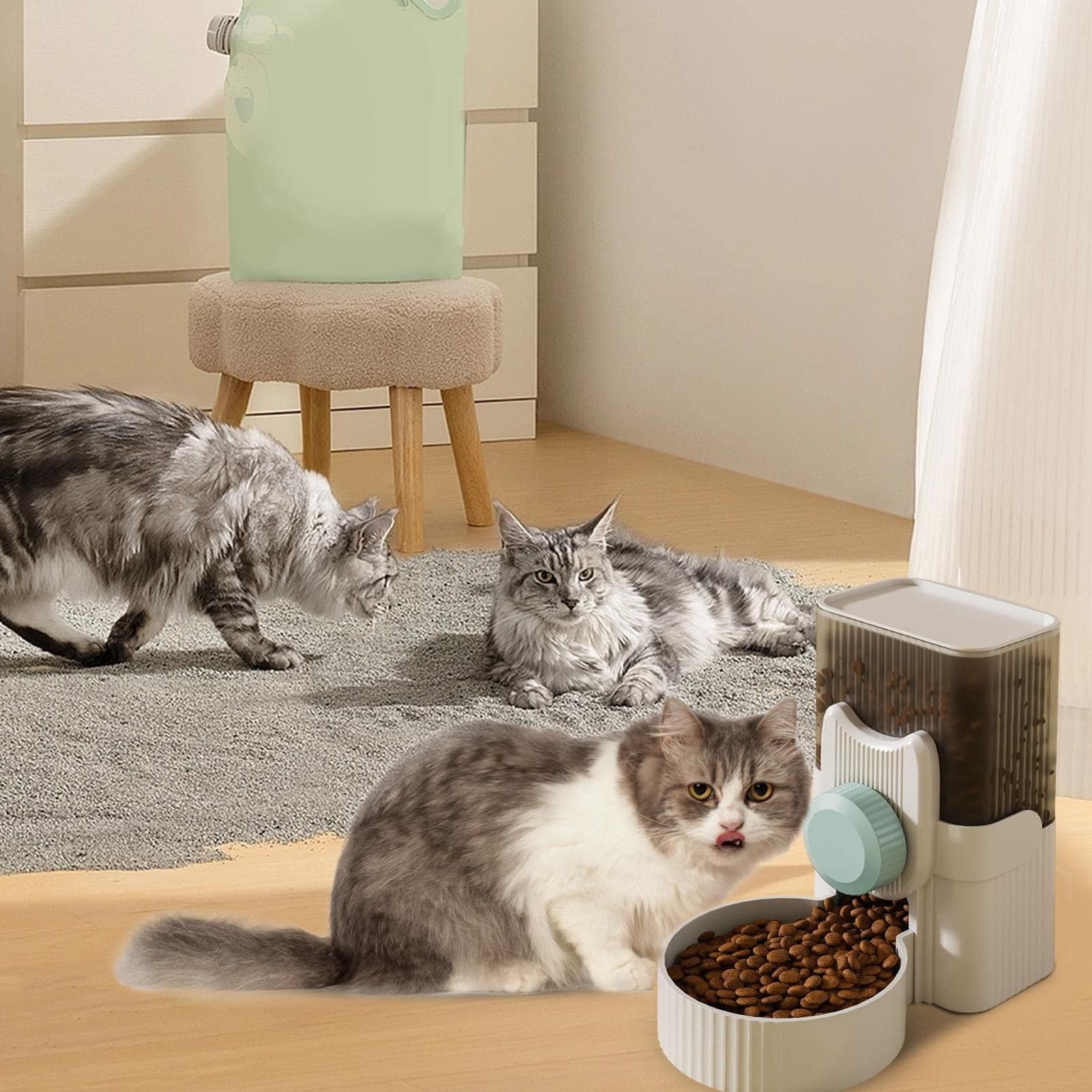 Cat Food Dispenser - Automatic Food Water Dispenser - 34 oz Auto Feeder Waterer, Water Food Bowl Dog Feeding Station for Cage Pet for Dog Cat Rabbit Chinchilla Ferret Wynott thumbnail 3