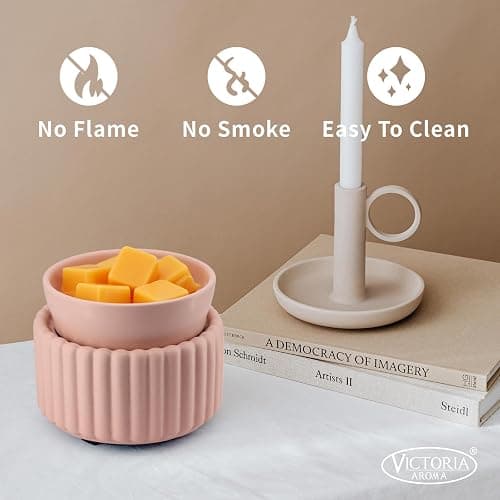 VICTORIA AROMA Ceramic Wax Melter 3-in-1 Candle Warmer for Scented Wax - Electric Fragrance Burner for Home, Office, Bedroom - Gift & Décor（Pink） thumbnail 4
