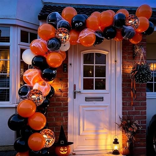 Halloween Balloons Black Orange Balloons Set, 50Pcs 12inch Black White Orange Confetti Latex Balloon Halloween Balloon for Celebration Party Bar Anniversary Graduation Decoration thumbnail 7