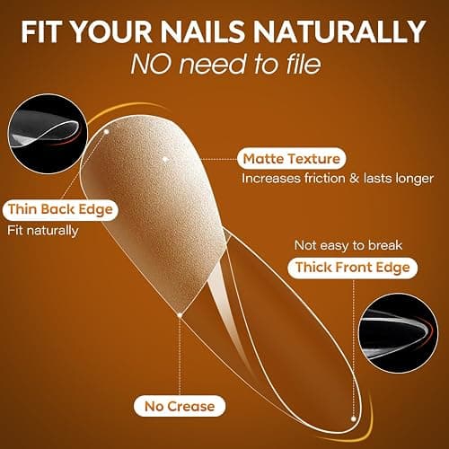 Nicedeco XS Short Almond Nail Tips, Press on Nails, Clear Full Cover Natural False Nails Gel X Nails for Extensions, Acrylic Nails, Resin Clear Strong False Nails 12 Sizes 216PCS thumbnail 3