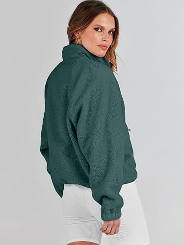 ANRABESS Womens Fuzzy Fleece Jacket Fall Casual Long Sleeve Cropped Sherpa Button Down Shacket Coats Outwear With Pockets thumbnail 6