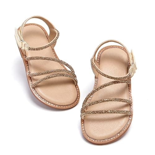 PHIRAMIN Toddler Girl Sandals - Flower Girl Dress Shoes Open Toe Little Kid Summer Flats - Image 1