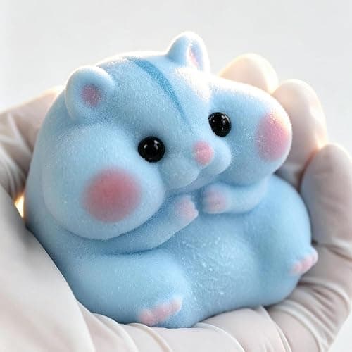 Handmade Taba Squishy Hamster Toy, Cute Squishy Hamster Fidget Toy, Realistic Hamster Toy, Soft Silicone Mochi Furry Toy, Stress Relief Gift for Adults & Kids, Sensory Anxiety Plushie (Blue) thumbnail 9