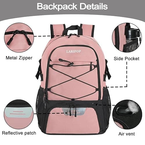 LARIPOP Basketball Backpack with Ball Compartment - Ventilated Shoe Pocket Fits US Size 15, Water Resistant 30L Sports Bag for Men Women Teen Athletes Practice Travel thumbnail 4