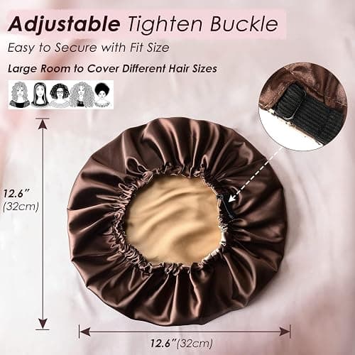 Yanibest Double Layer Satin Bonnet Silk Bonnet for Sleeping Adjustable Hair Bonnet for Women Curly Natural Hair thumbnail 5