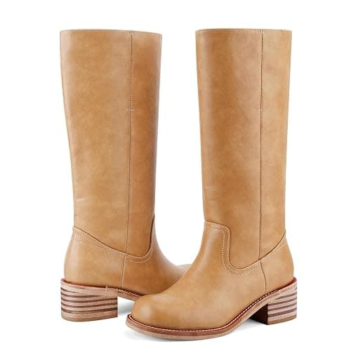 VBDB Women's Knee High Boots Square Toe Chunky Block Heel Long Boots for Women Comfortable Low Heel Womens Boots thumbnail 5