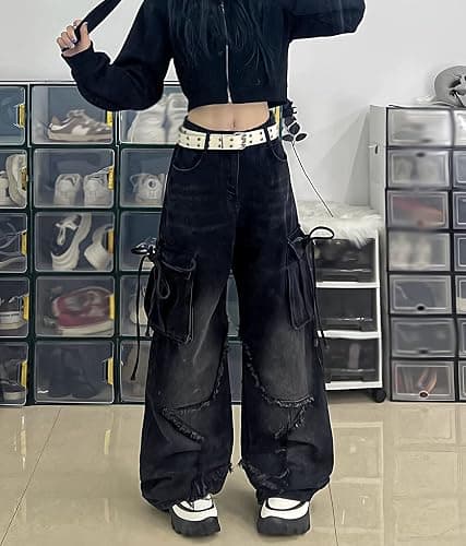 Hugboom Baggy Pants for Women Girls Cute Jeans Y2k Pants Star Straight Leg Streetwear Clothing thumbnail 2