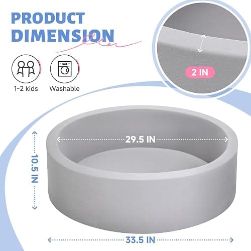 Wilwolfer Foam Ball Pit for Toddlers, Large Baby Ball Pit for Babies with Soft Memory Sponge, Indoor Outdoor Baby Playpen, Kids Play Ball Pool, Gift Toys for Infants Boys and Girls (Gray, NO Balls) thumbnail 3