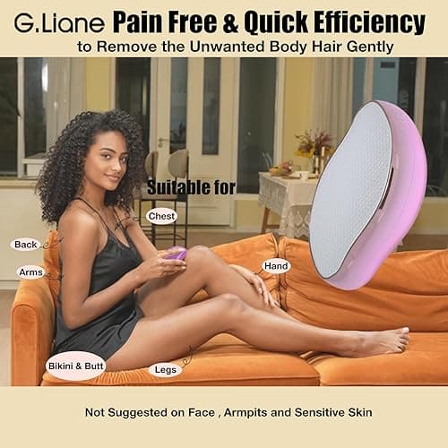G.Liane Crystal Hair Eraser,Upgraded Painless Crystal Hair Remover,Effective Nano Glass Hair Removal Device and Skin Exfoliation,Body Epilator for Women and Men(Light Pink) - Light Pink thumbnail 4